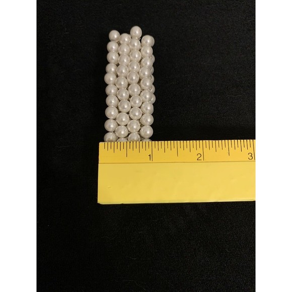Faux Pearl Bracelet Chunky Stretchable Vintage - Picture 10 of 10